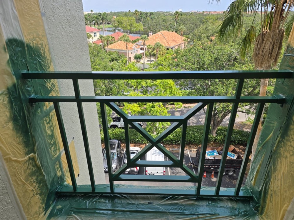 Powder-coated balcony railing