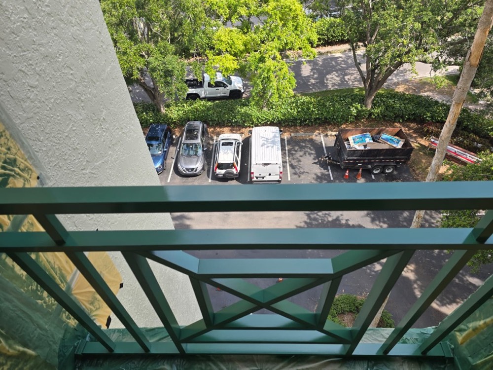 Powder-coated balcony railing