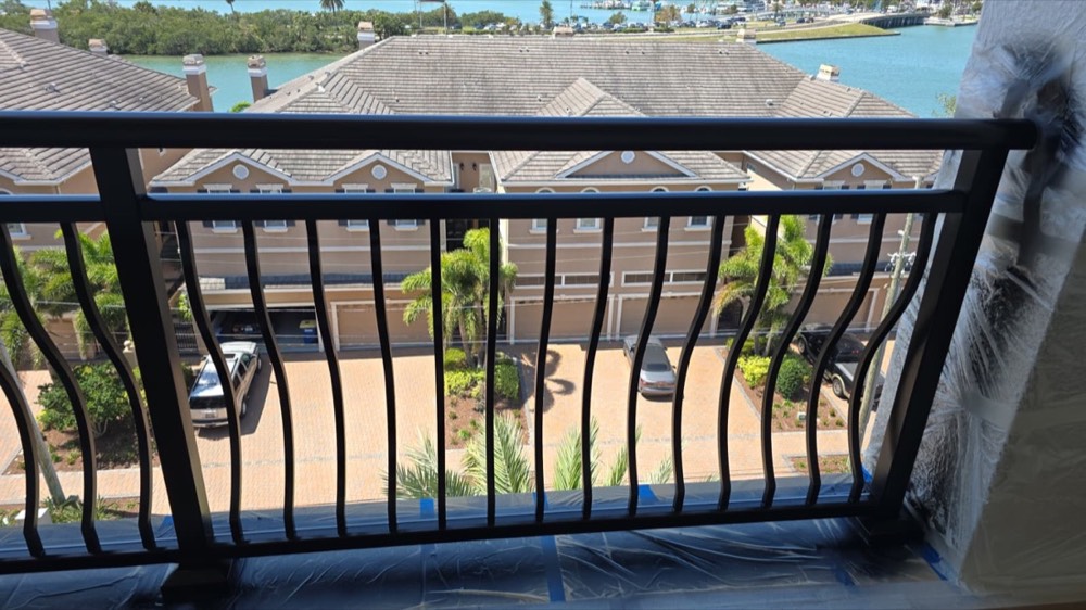 Powder-coated balcony railing