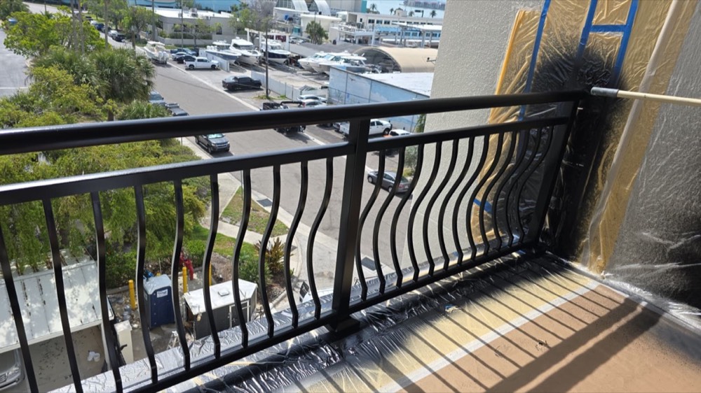 Powder-coated balcony railing