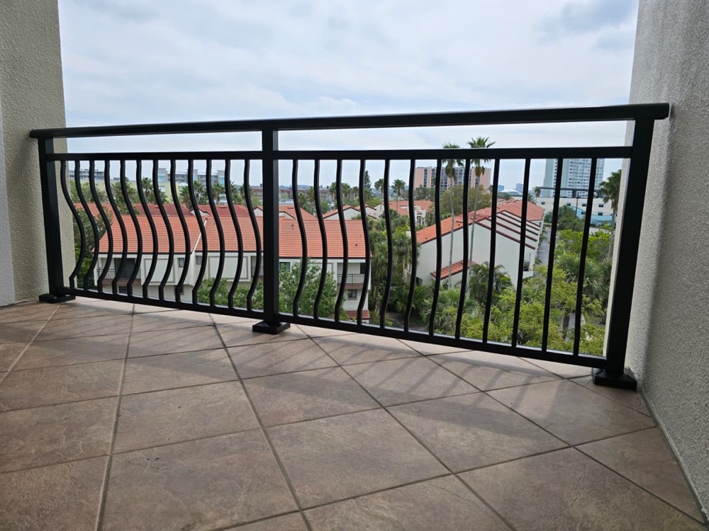 Powder-coated balcony railing
