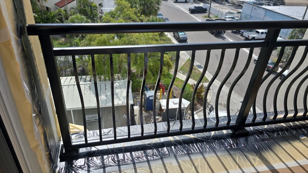 Powder-coated balcony railing