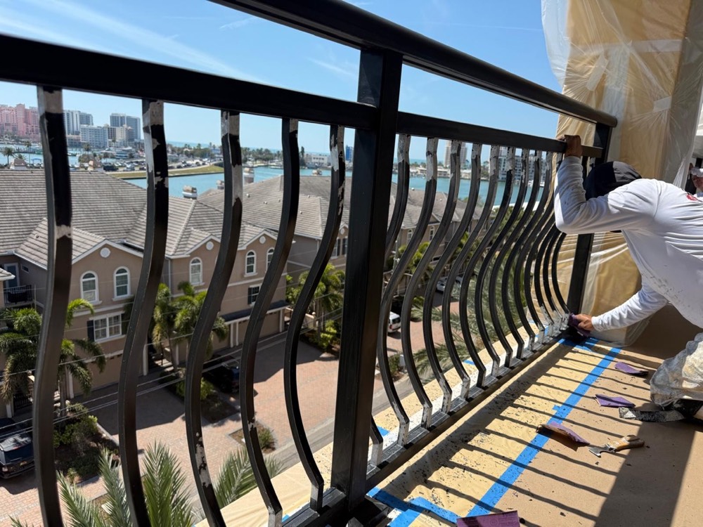 Powder-coated balcony railing