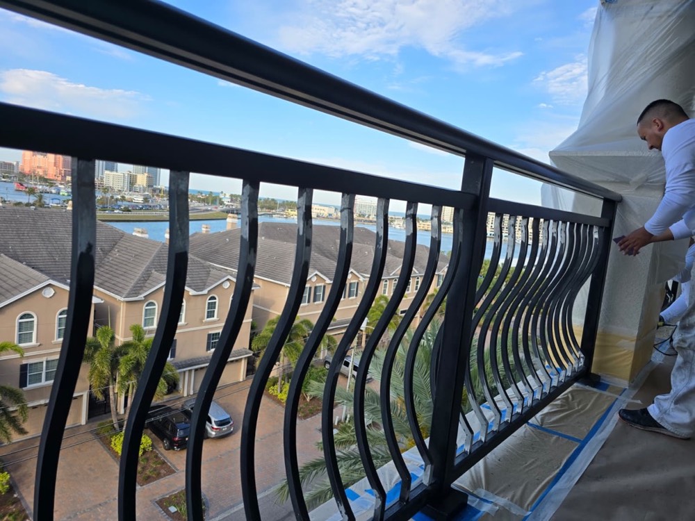 Powder-coated balcony railing