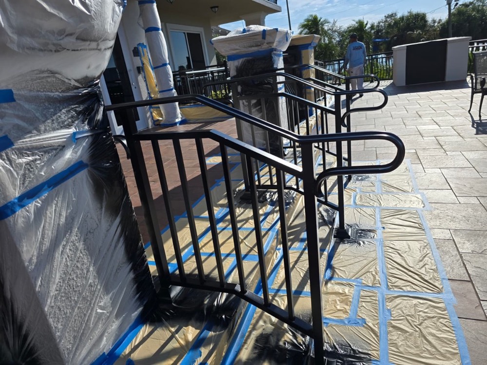 Recoated stair railing