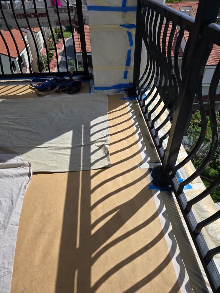 Recoated stair railing