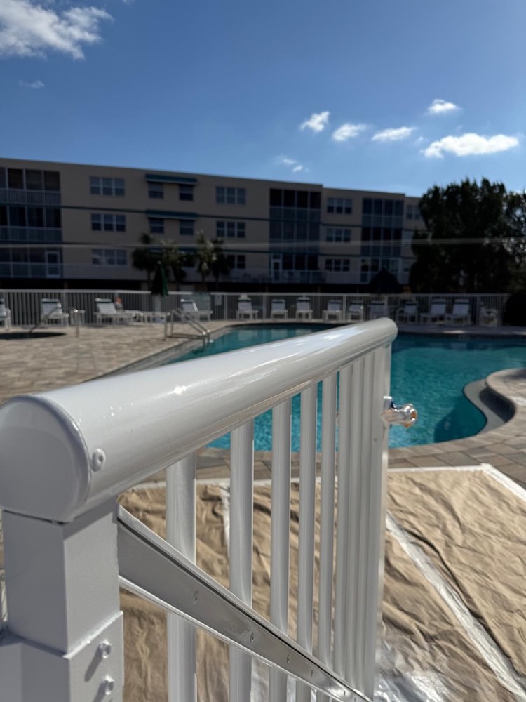 Recoated stair railing