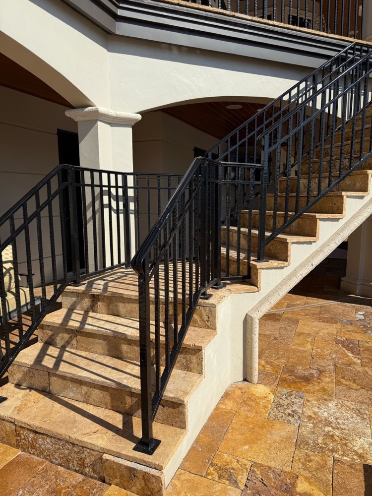Recoated exterior stair railing