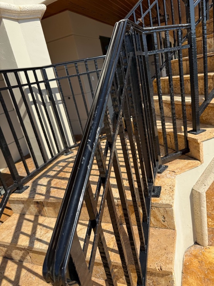Recoated stair railing