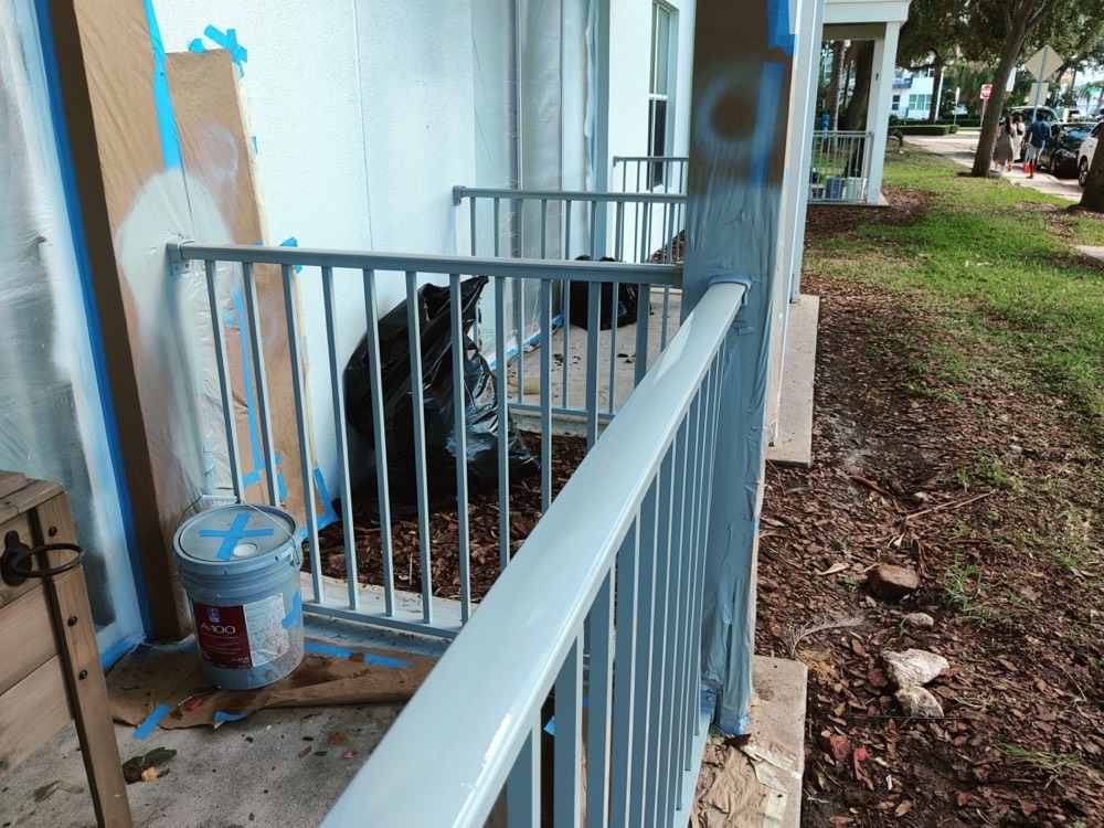 Recoated stair railing