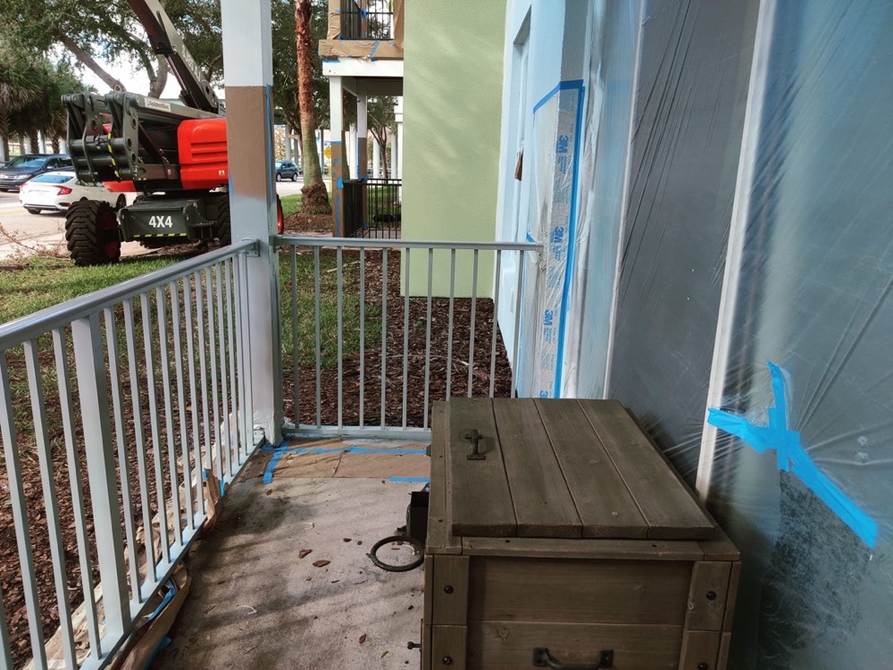 Recoated stair railing